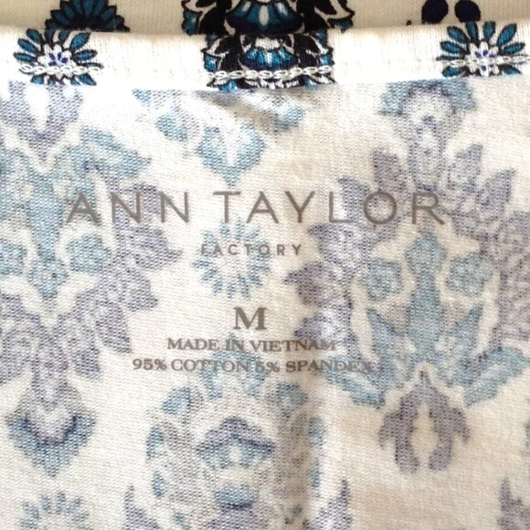 Ann Taylor Factory Women's Girls Size M Tank Top Adjustable Straps Blue White - Picture 6 of 6